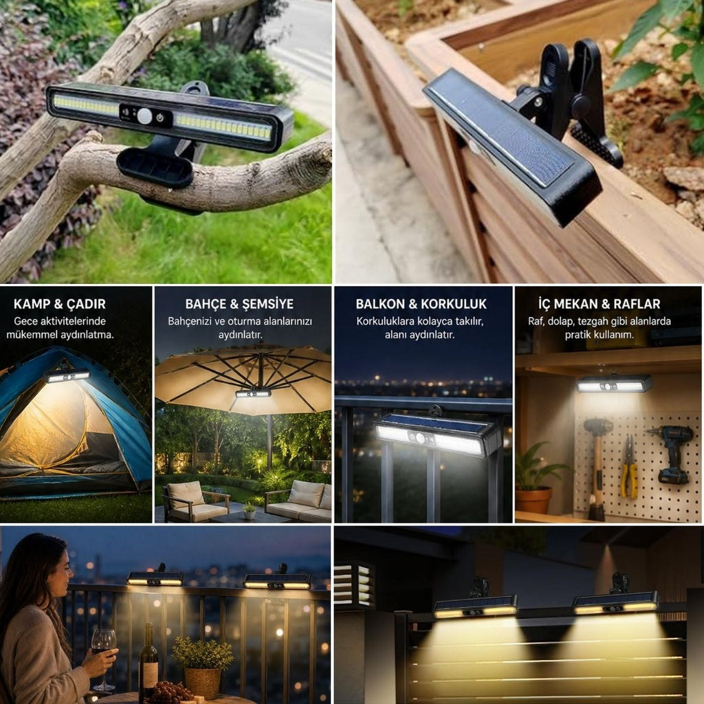 2'li Mandallı LED Solar Lamba - 36 LED - Hareket Sensörlü - 3 Modlu 3