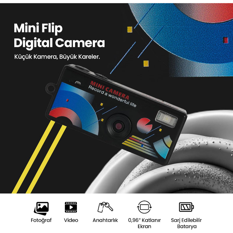 Dijital Mini Anahtarlık Kamerası - Katlanır Ekran - 1080p Çözünürlük 1