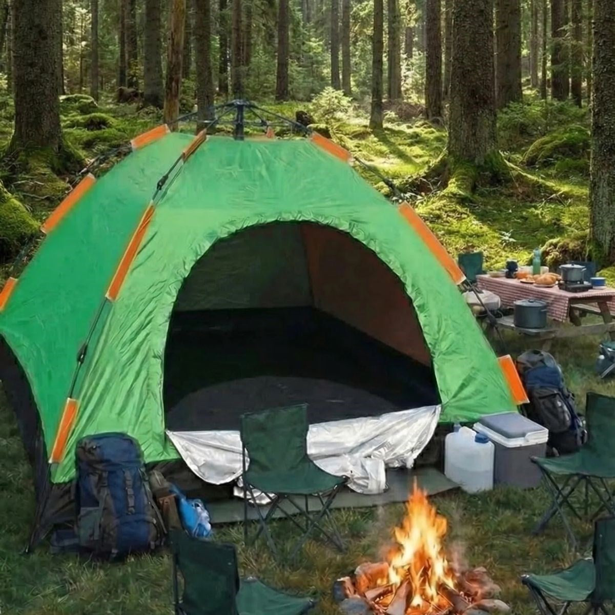 8 Kişilik Otomatik Kurulum Kamp Çadırı – Outdoor , Suya Dayanıklı Hızlı Kurulum Piknik ve Doğa İçin Geniş Aile Çadırı 250x250x165 cm (5538) 1
