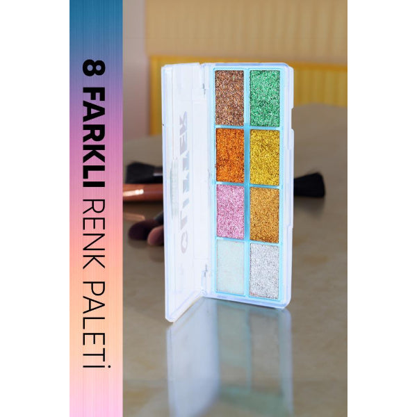 8 Renk Yaz Glitter Far Paleti - 2'li Set 3