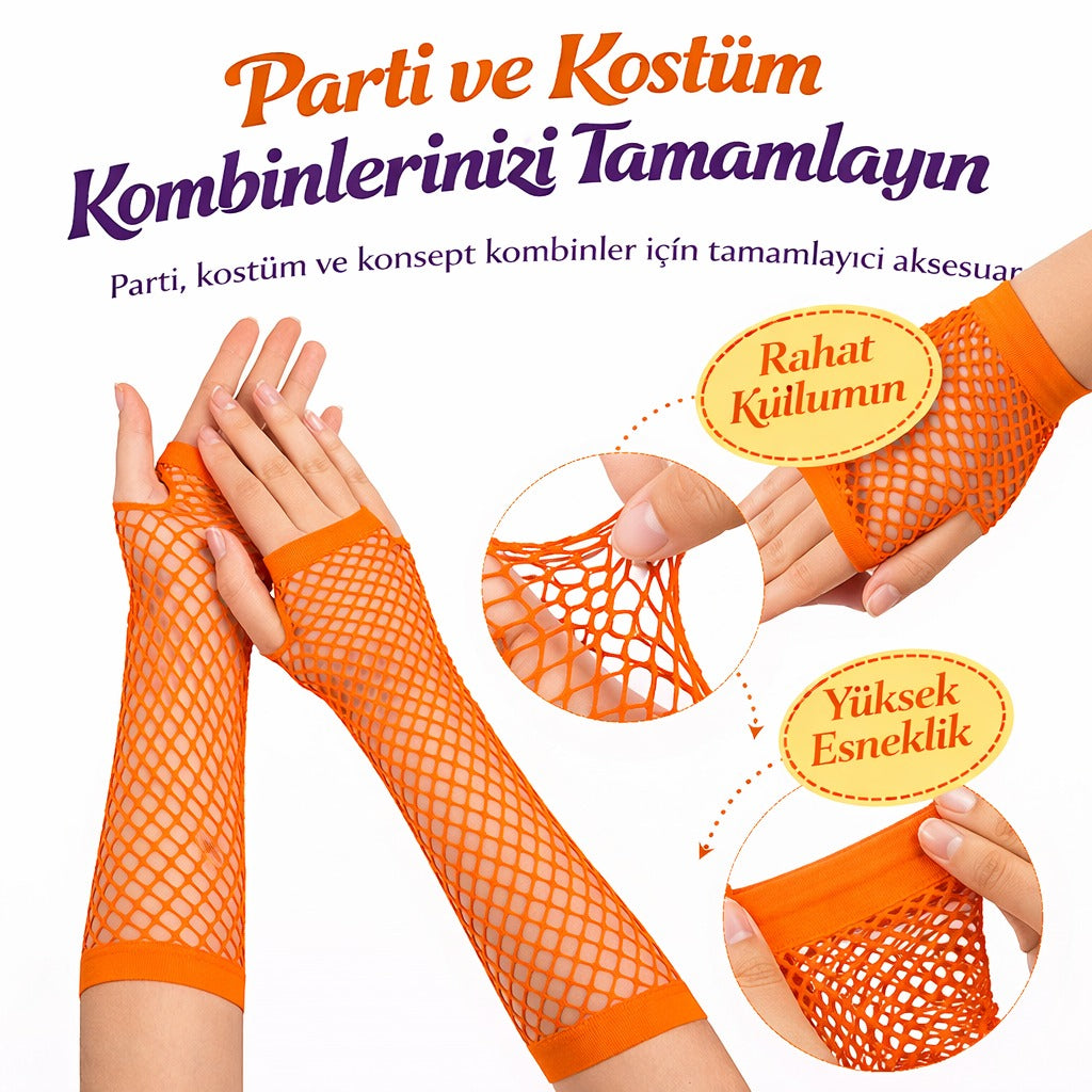 Retro Turuncu File Parmaksız Eldiven 26 cm 2
