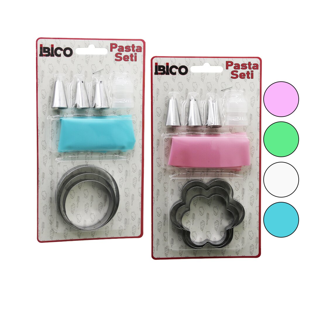 8PCS PASTA SÜSLEME SETİ - 3-KURABİYE KALIP=YUVARLAK - ÇİÇEK 1-KREMA TORBASI - 3-METAL+1-PLS.UÇ (5538) 1