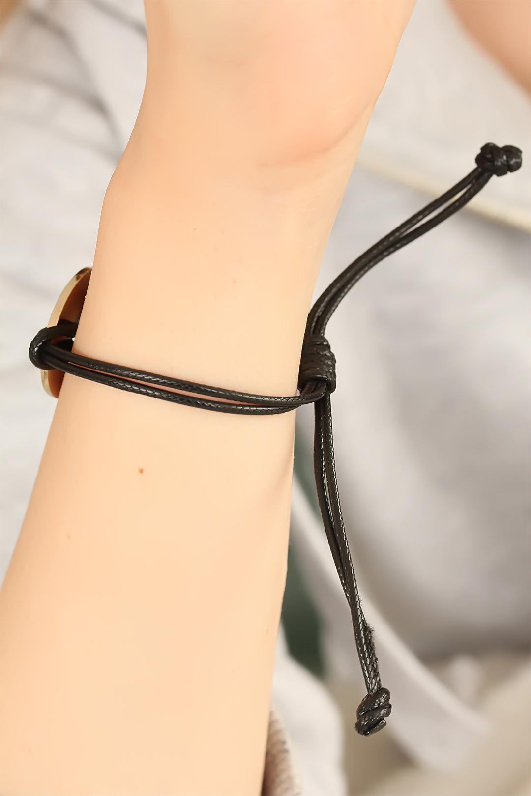 LOVE (Aşık) Siyah Deri İpli Unisex Mood Bileklik 2