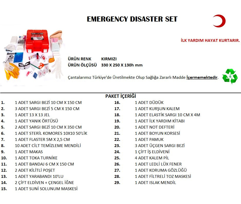 Büyük Boy Acil Afet Seti Deprem Yardım Seti (5538) 3