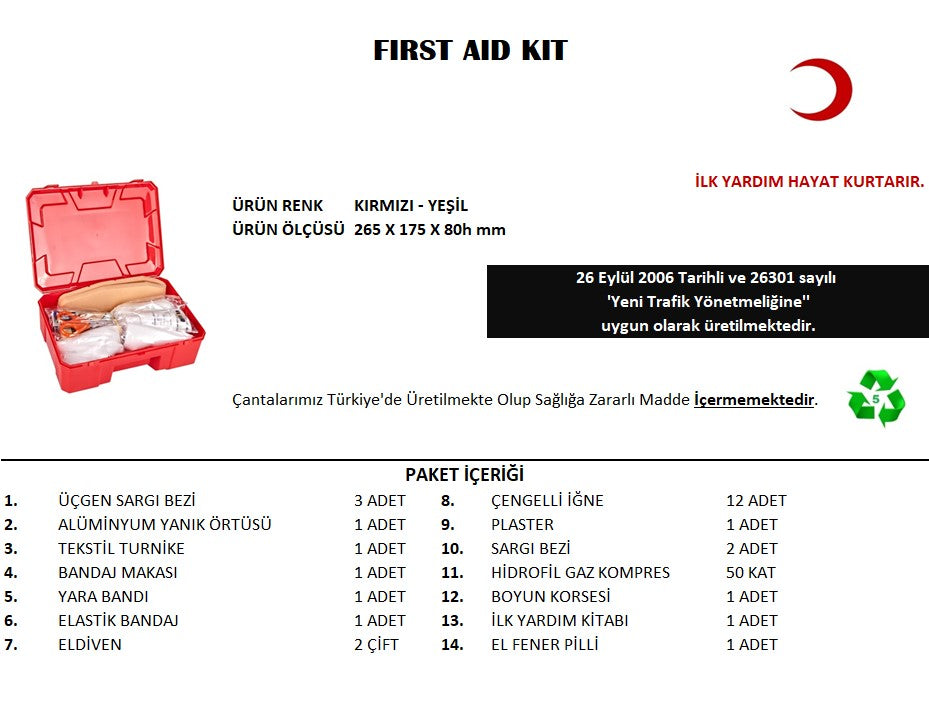 Küçük İlk Yardım Seti First Aid Kit (5538) 2