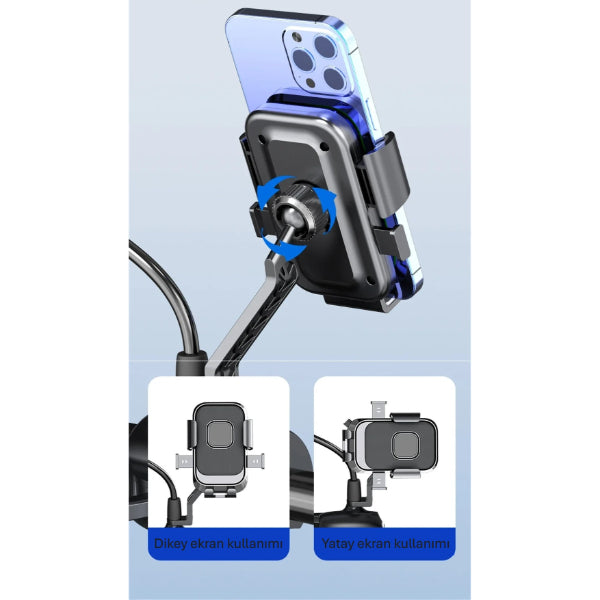360° Dikiz Aynası Bisiklet Motosiklet Telefon Tutucu 2