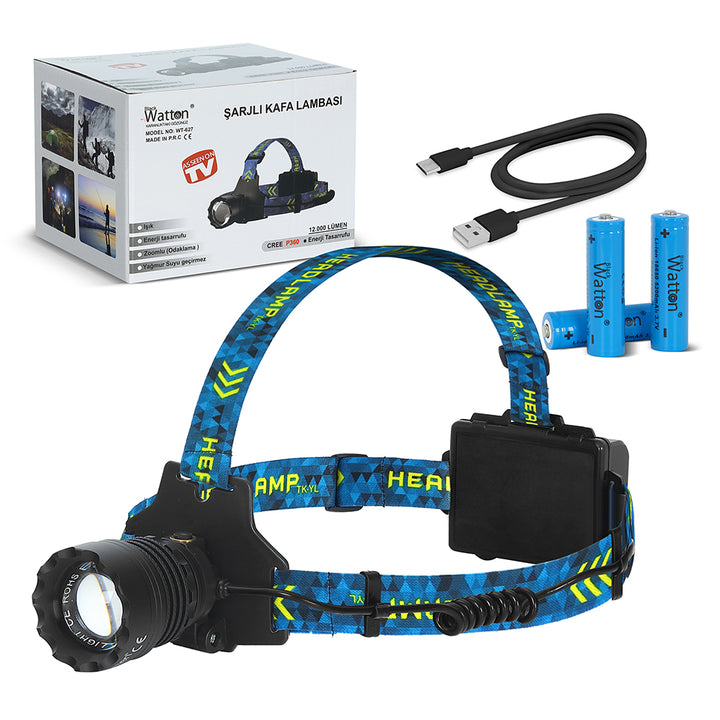 12000 Lümen CREE P360 Şarjlı Kafa Lambası Güçlü LED Aydınlatma Profesyonel Model WT-627 1