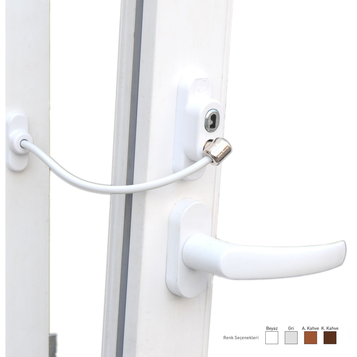 Anahtarlı Halatlı Pvc Kapı Pencere Emniyet Kilidi (5538) 1