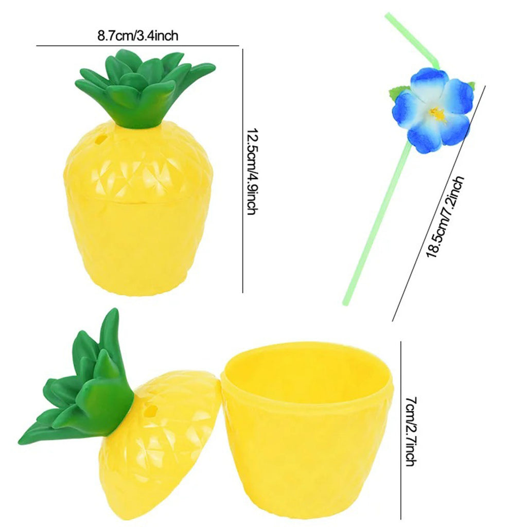 Ananas Hawaii Luau Aloha Pipetli İçecek Kabı Bardak 10x13 cm 1 Adet (5538) 2