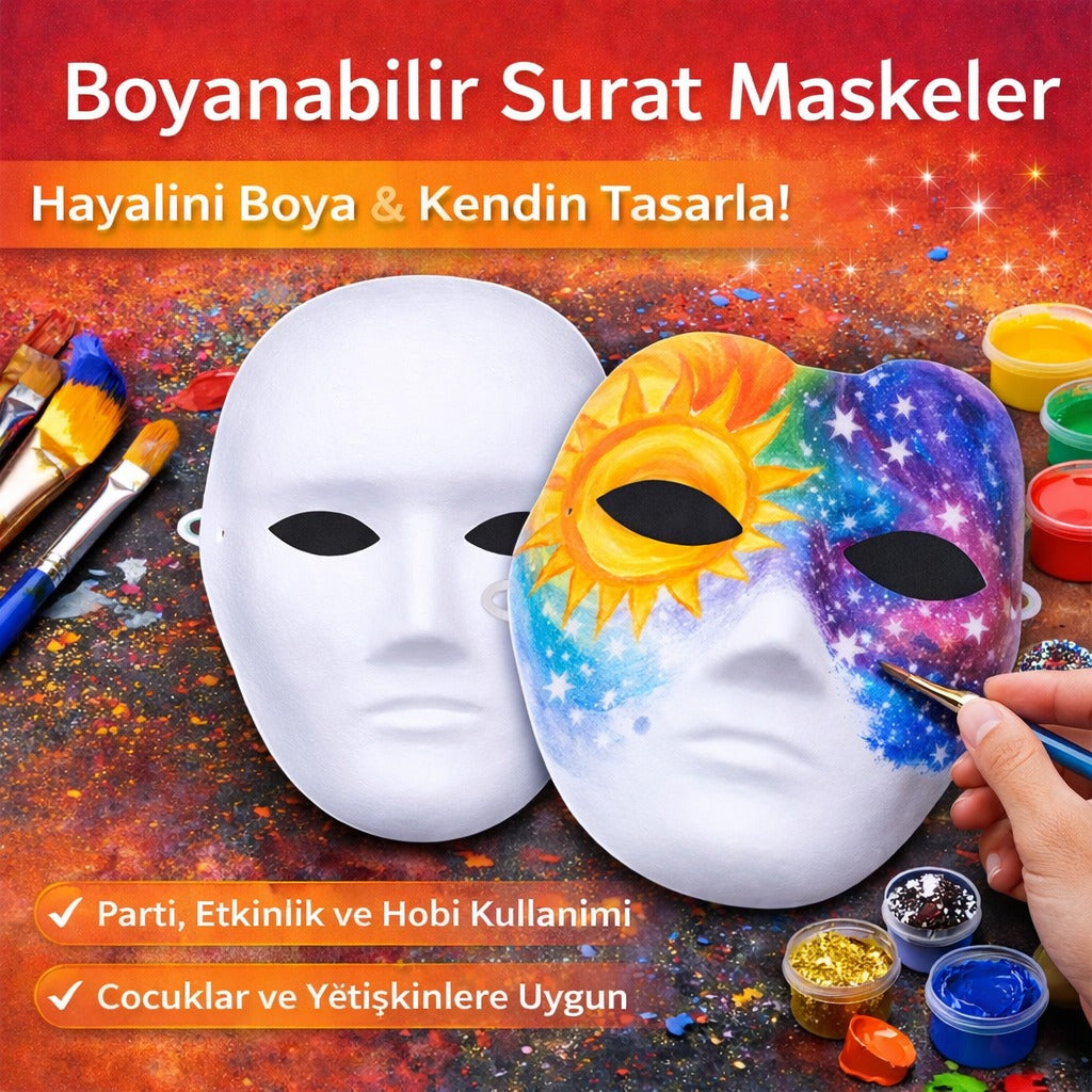 Boyanabilir Surat Model Maske – Lastikli | Kendin Tasarla (5538) 2