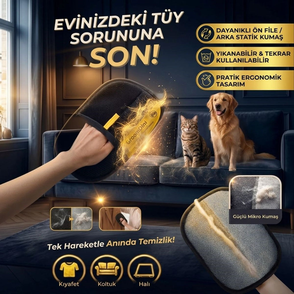 Büyük Boy Evcil Hayvan Tüy Alma Eldiveni, Geliştirilmiş Elektrostatik Tüy Toplayıcı Kedi Köpek Bakım ve Temizlik Eldiveni (5538) 1
