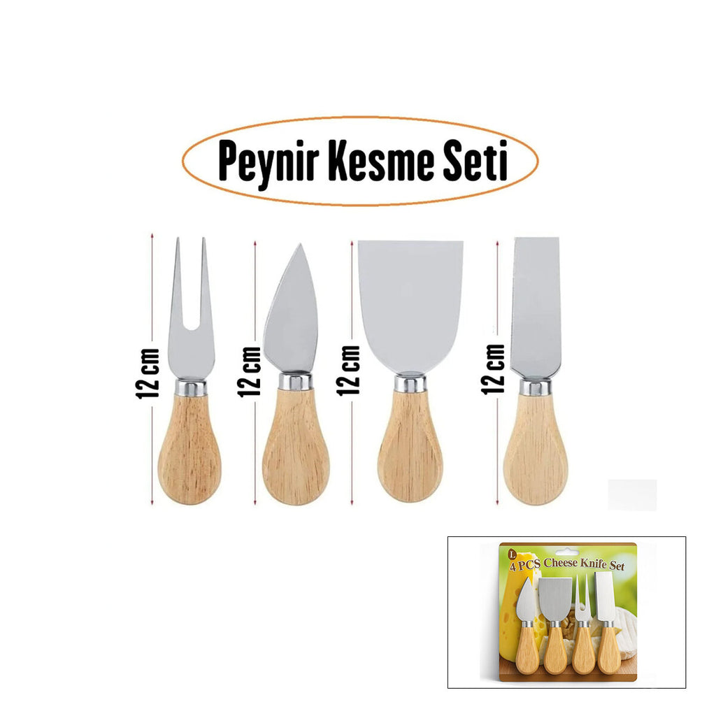 CHEESE KNİFE SET 4PCS PEYNİR BIÇAK SETİ AHŞAP BAMBU SAPLI (5538) 1