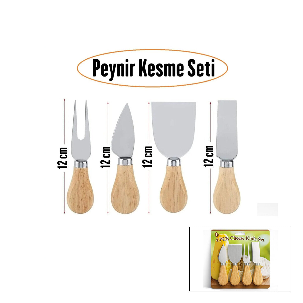 CHEESE KNİFE SET 4PCS PEYNİR BIÇAK SETİ AHŞAP BAMBU SAPLI (5538) 1