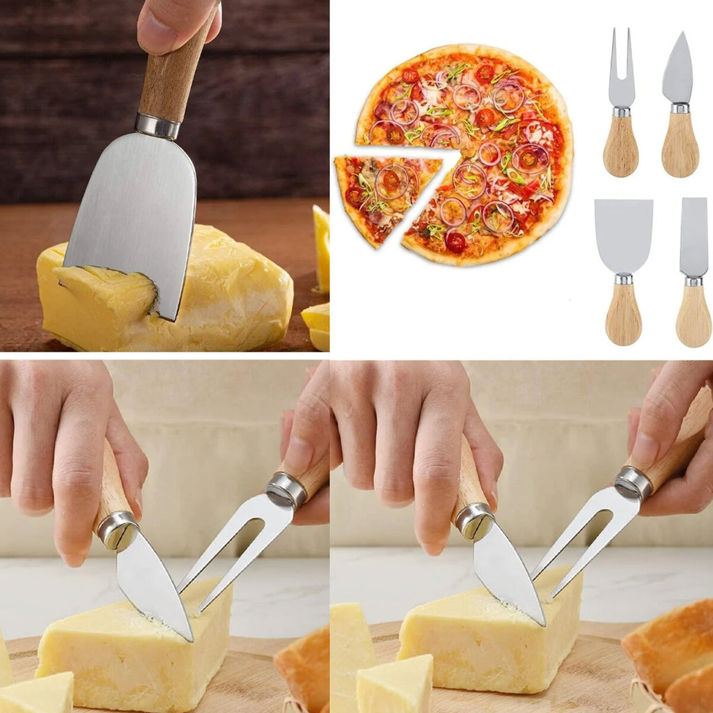 CHEESE KNİFE SET 4PCS PEYNİR BIÇAK SETİ AHŞAP BAMBU SAPLI (5538) 2
