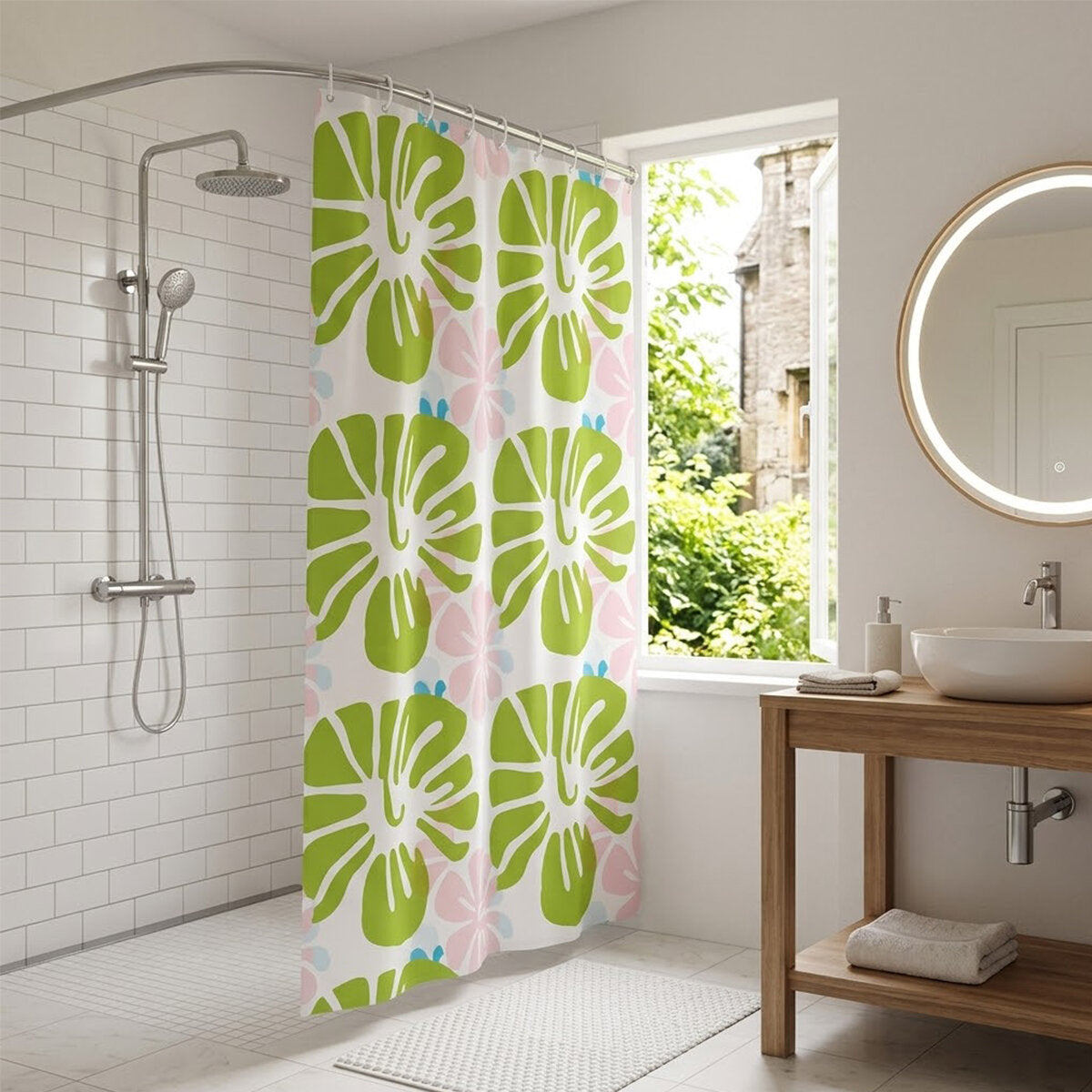ÇİF KANAT PVC BANYO PERDESİ 2 PARÇA X 90X180CM - 12 HALKALI (5538) 3