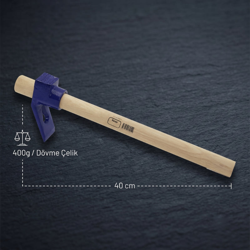 Ahşap Saplı Dövme Çelik Keser - Boyalı Sap - 400 Gram 2