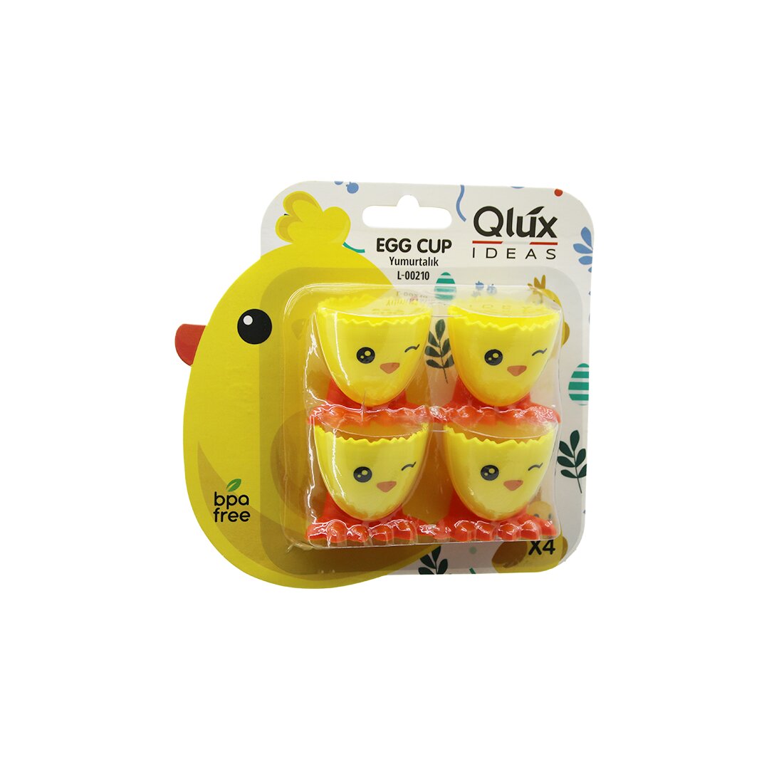 EGG CUP 4PCS YUMURTALIK EMOJİ DESEN - RENKLİ PLASTİK CİVCİV AYAKLI - 1/2 KIRIK YUMURTA KABUK MODEL (5538) 1