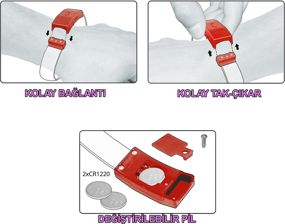 Festival & Parti LED Bileklik Baskı Yapılabilir 3 Farklı Mod Işıklı 1 Adet (5538) 3