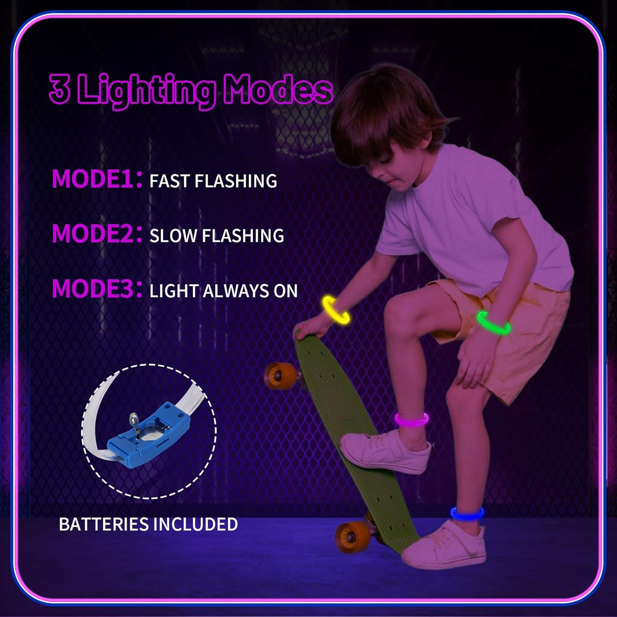 Festival & Parti LED Bileklik Baskı Yapılabilir 3 Farklı Mod Işıklı 1 Adet (5538) 5