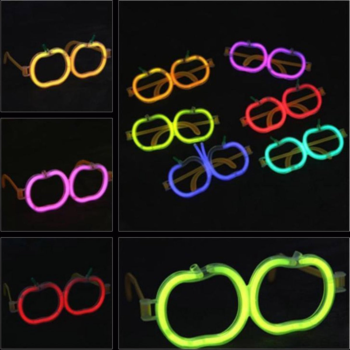 Glow Stick Elma Gözlük - Glow Partisi Gözlüğü - Glow Stick Gözlük 12 Adet (5538) 5
