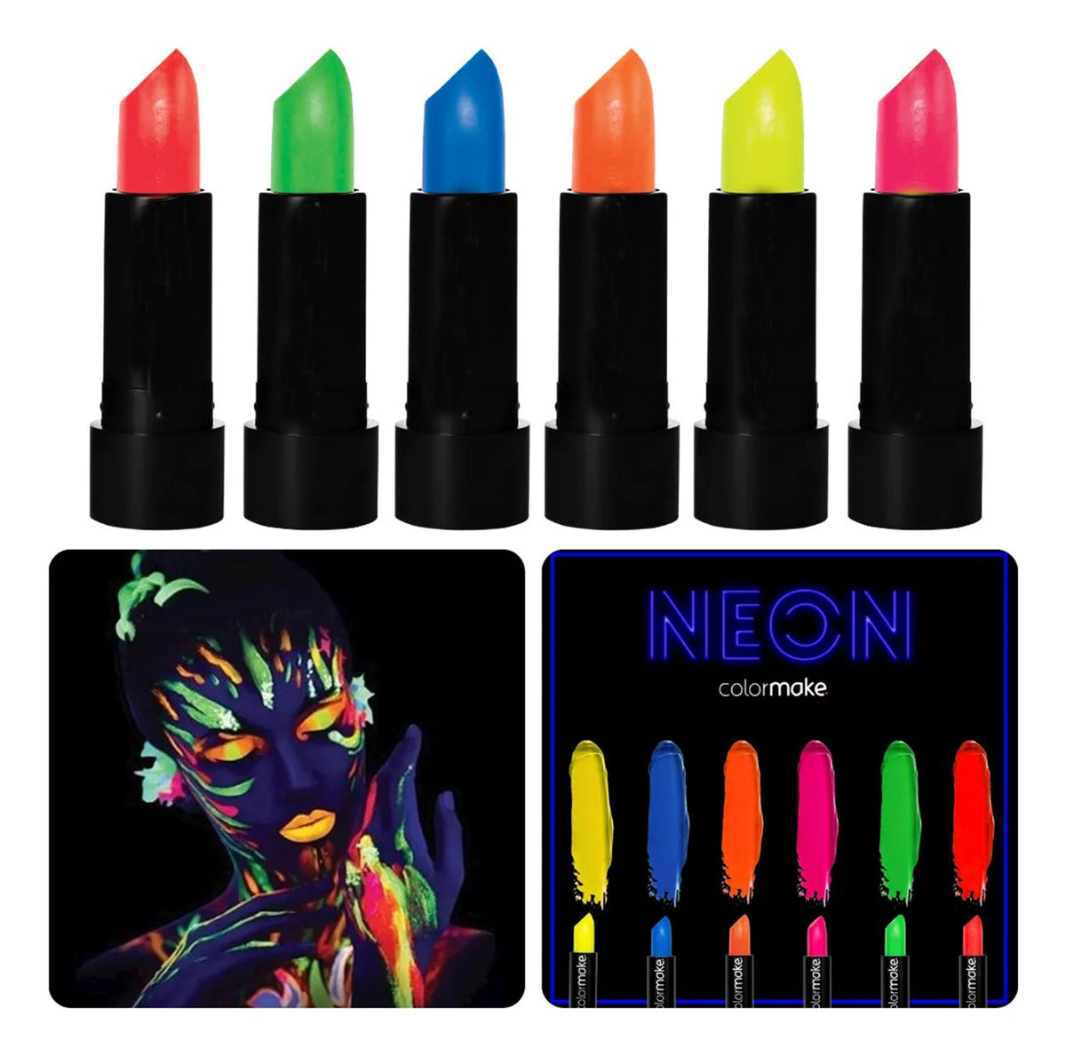 GlowPaint 6’lı Neon Boya – UV Işıkta Parlayan Makyaj Seti (5538) 1