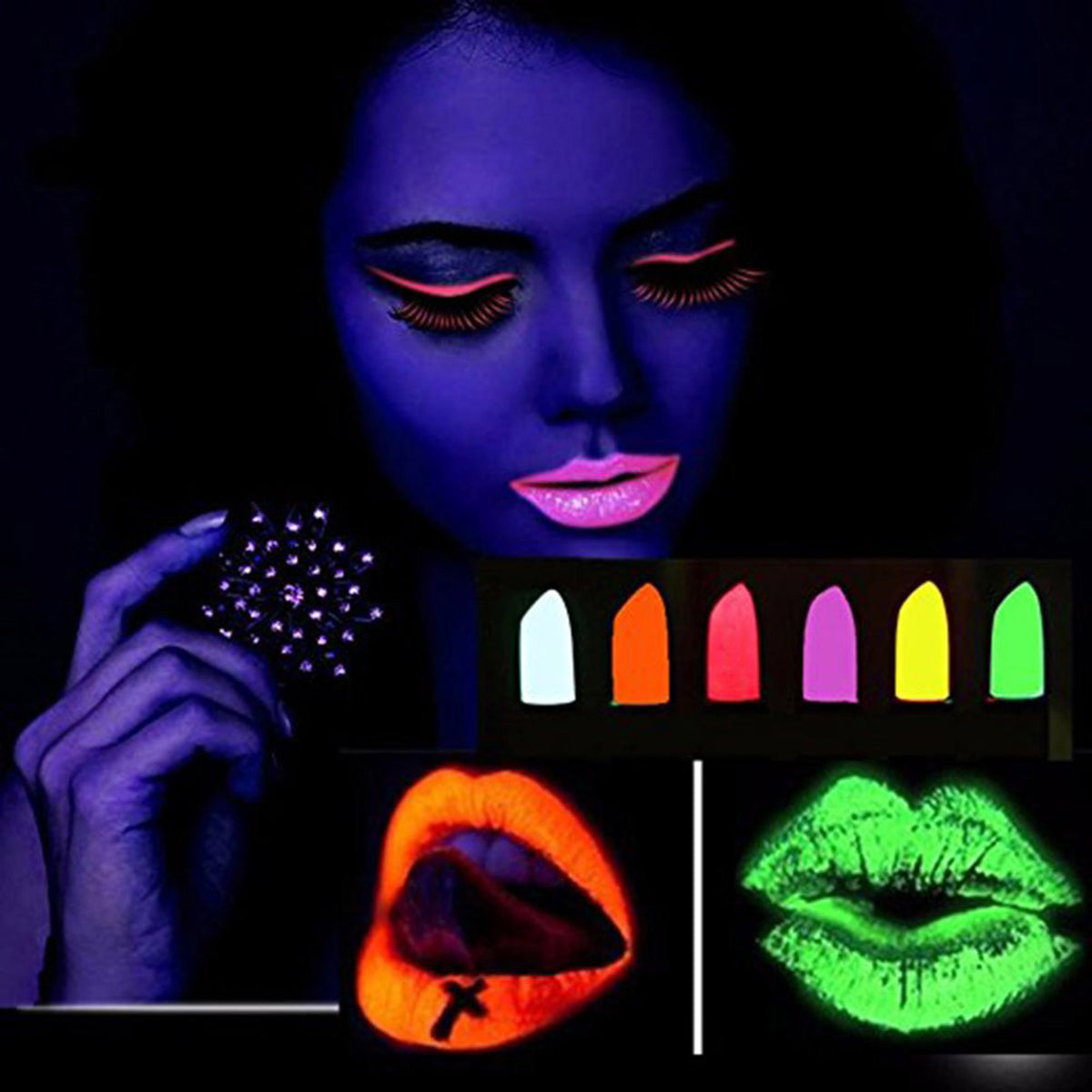 GlowPaint 6’lı Neon Boya – UV Işıkta Parlayan Makyaj Seti (5538) 3