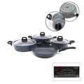 GRİ 7 PARÇA GRANİT TENCERE - TAVA SETİ 20-24CM DERİN - 27CM BASIK CAM KAPAK TENCERE - 26CM TAVA (5538) 1