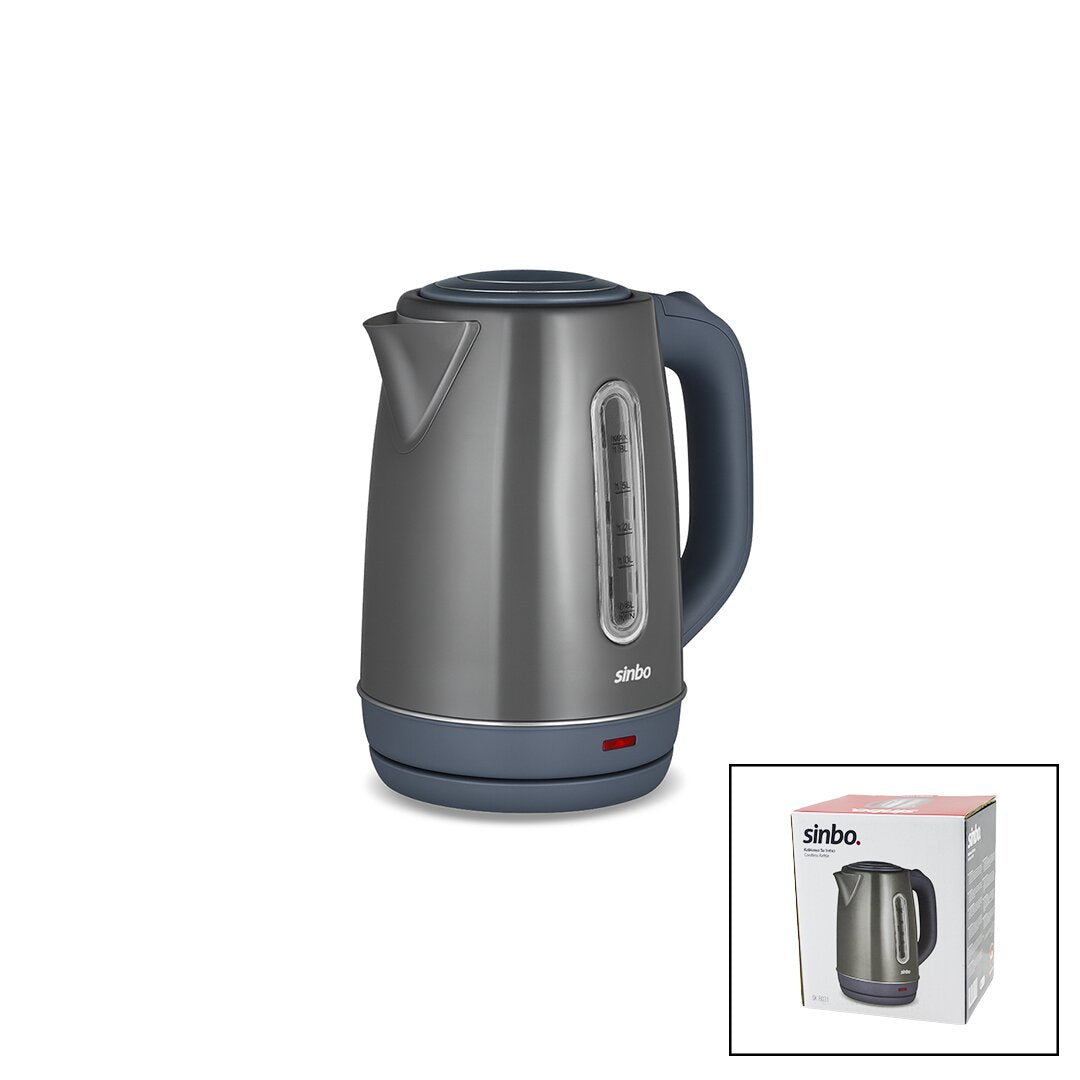 GRİ ÇELİK KETTLE SU ISITICISI KABLOSUZ KULLANIM 1.8LT 360 DERECE DÖNEBİLME OTOMATİK KAPANMA SK-8031 (5538) 1