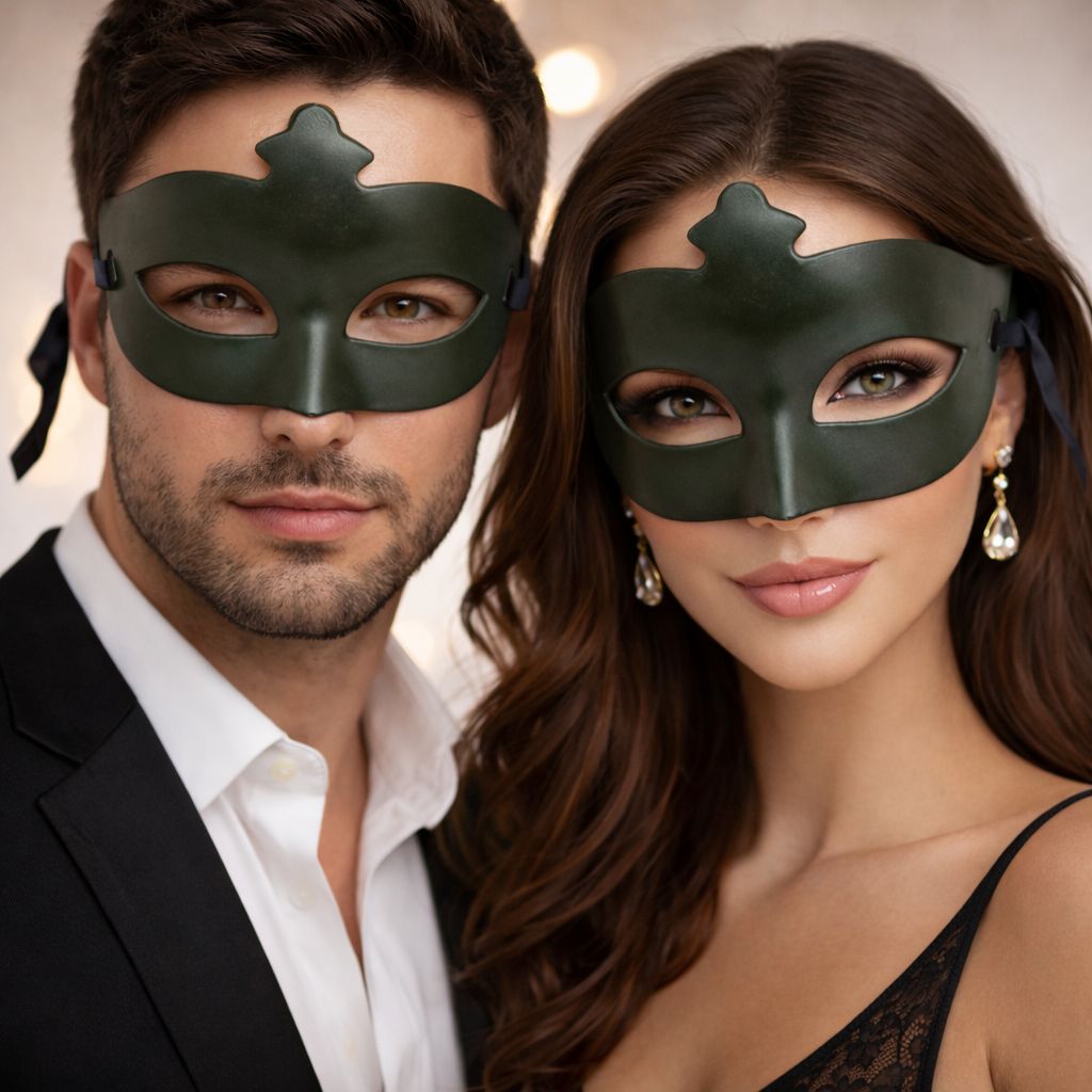 Haki Yeşil Gizemli Masquerade Maskesi (5538) 2