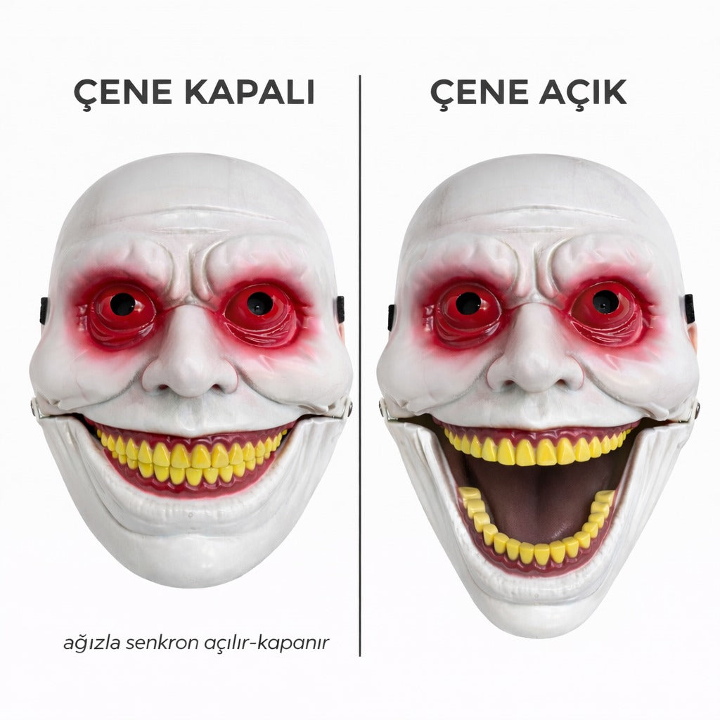 Hareketli Çene Mekanizmalı Korku Maskesi Kırmızı (5538) 1