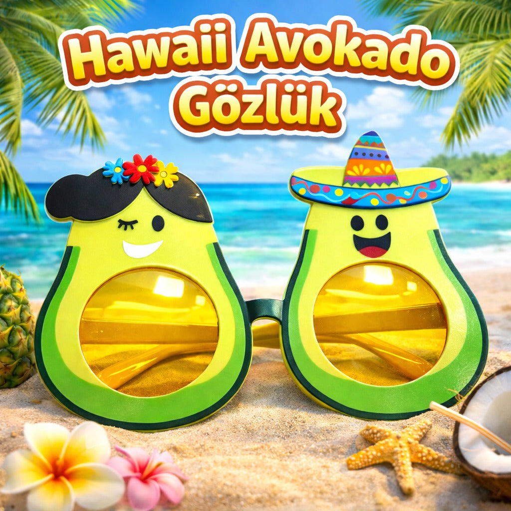 Hawaii Temalı Avokado Gözlük – Kostüm & Parti Gözlüğü (5538) 2