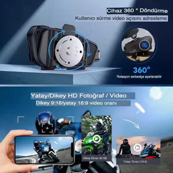 Q28 Kameralı Motosiklet Kask Kulaklığı 2
