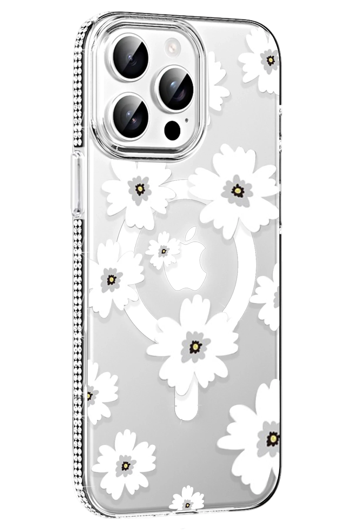 Joko Apple iPhone 15 Pro Floral Magsafe Kapak - Beyaz 1