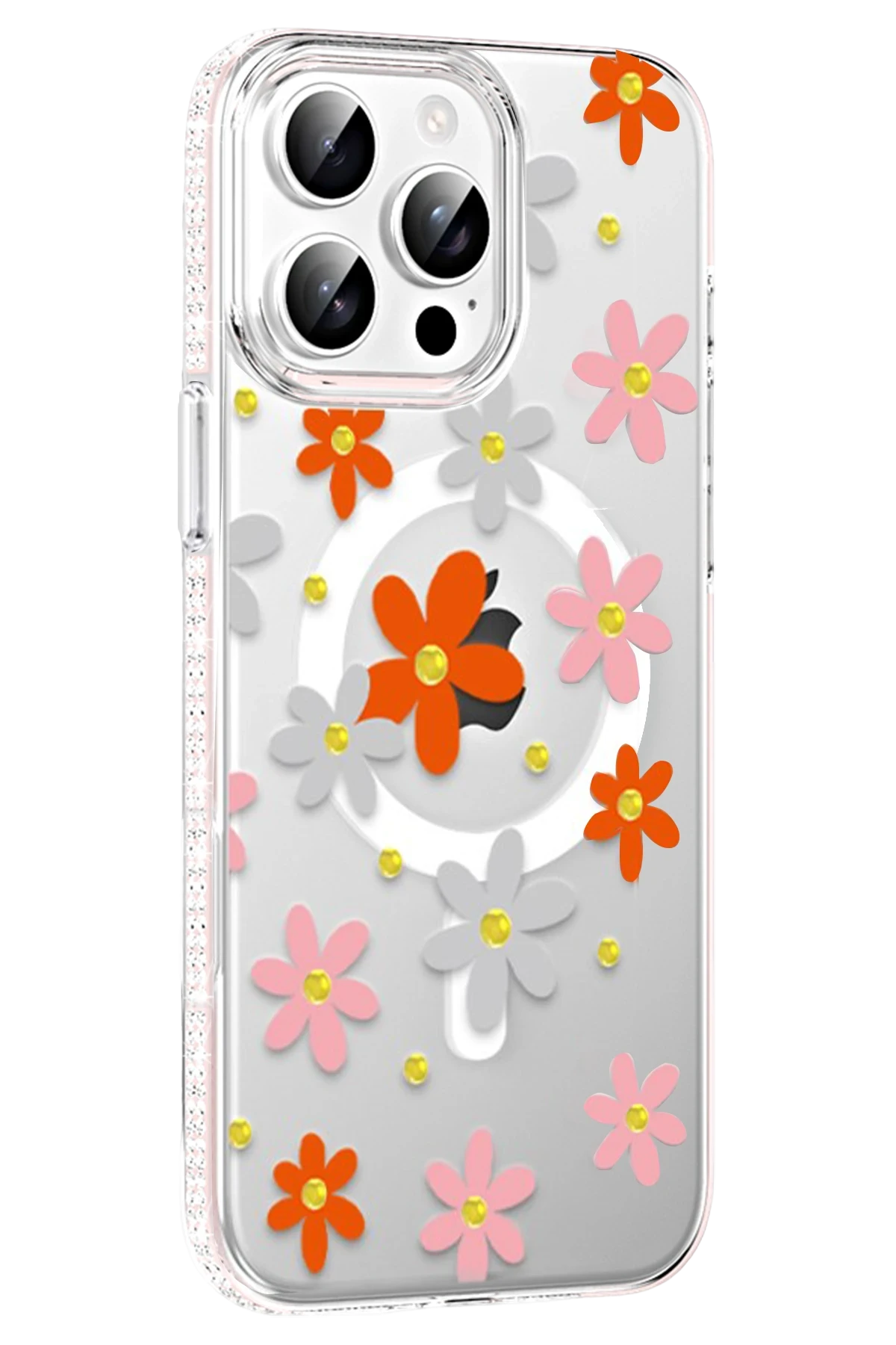 Joko Apple iPhone 15 Pro Floral Magsafe Kapak - Turuncu 1