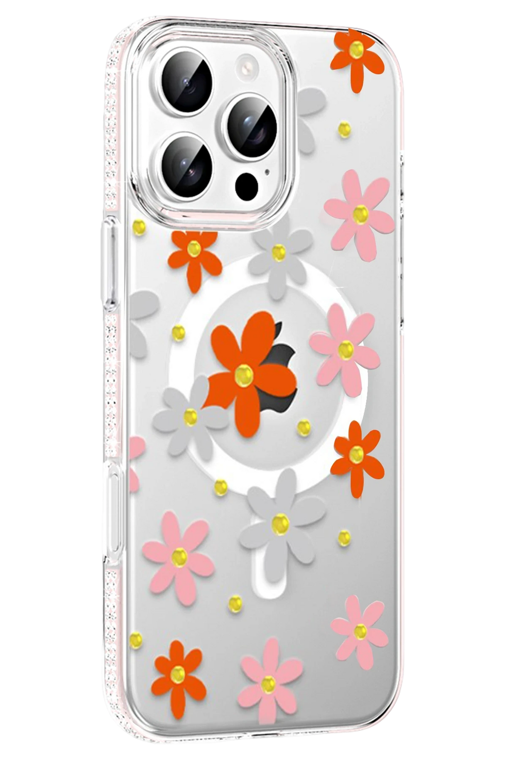 Joko Apple iPhone 16 Pro Floral Magsafe Kapak - Turuncu 1