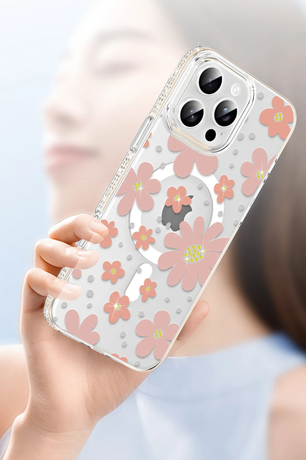 Joko Apple iPhone 16 Pro Max Floral Magsafe Kapak - Beyaz 4