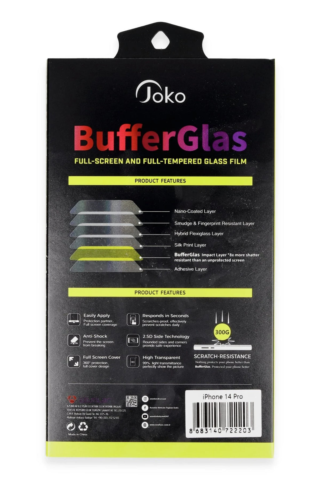 Joko Apple iPhone 14 Buffer Cam Ekran Koruyucu - Siyah 2