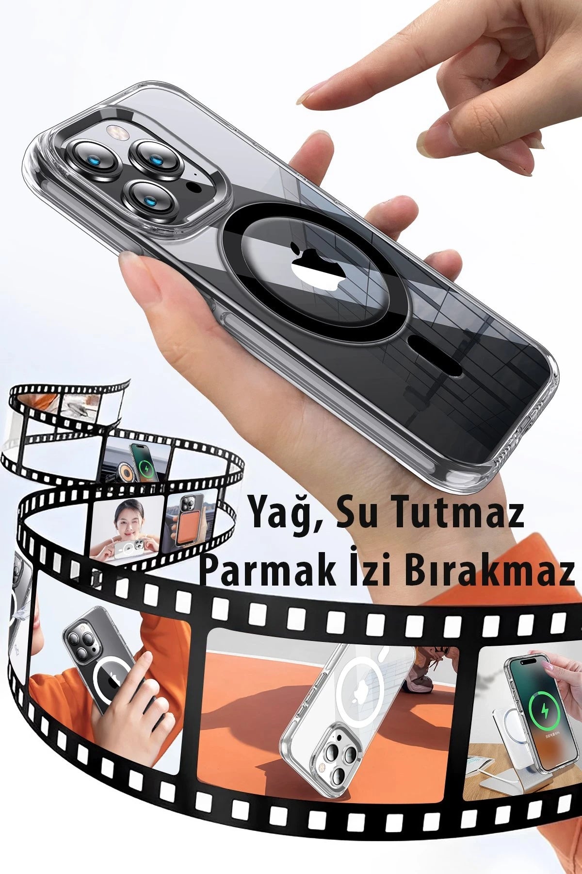 Joko Apple iPhone 14 Pro Kılıf Crystal Magsafe Kapak - Siyah 3