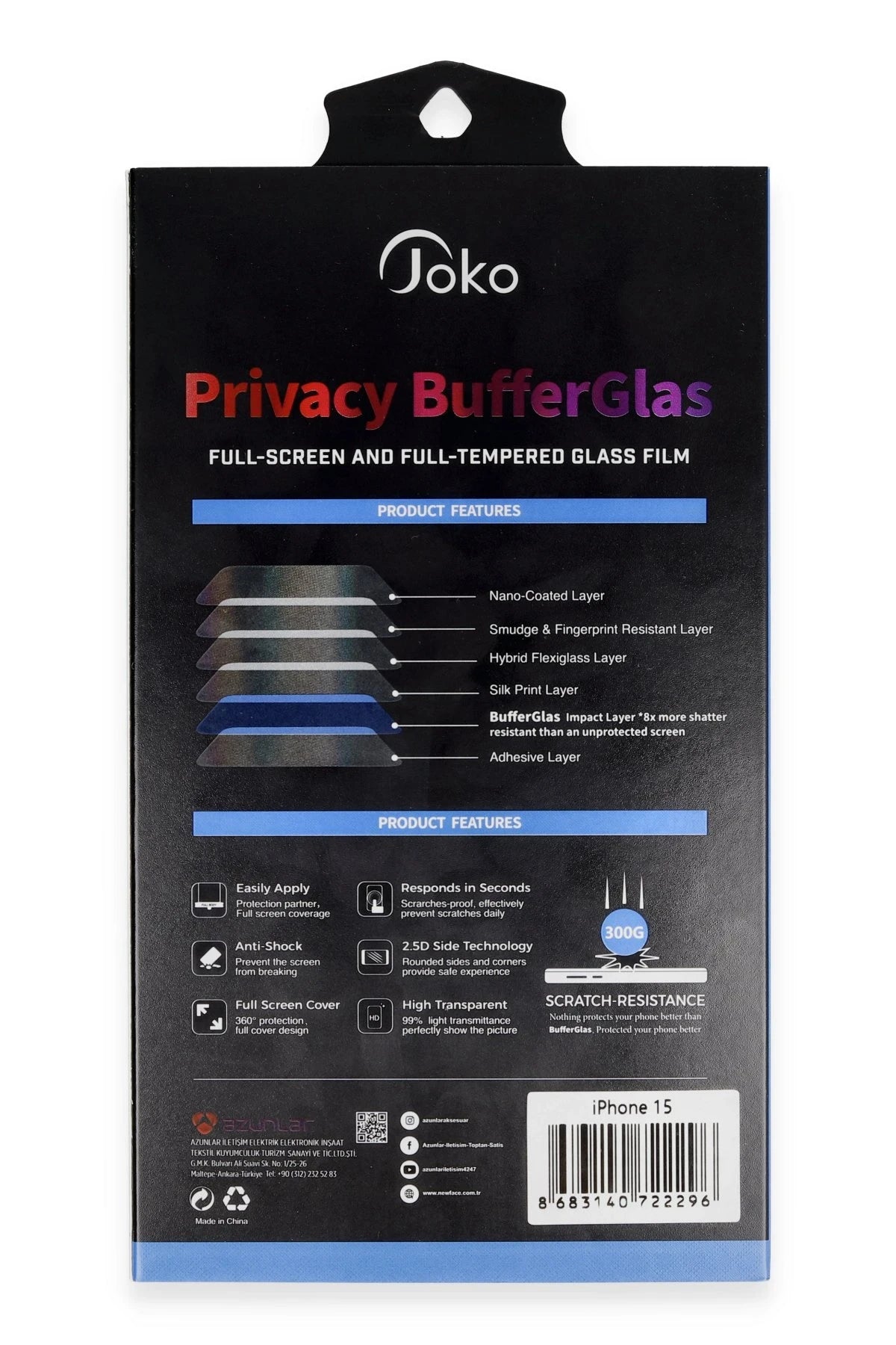 Joko Apple iPhone 14 Pro Max Buffer Hayalet Cam Ekran Koruyucu - Siyah 2