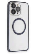 Joko Apple iPhone 15 Pro Max Kılıf Metal Bumper Magneticsafe Kapak - Lacivert 1