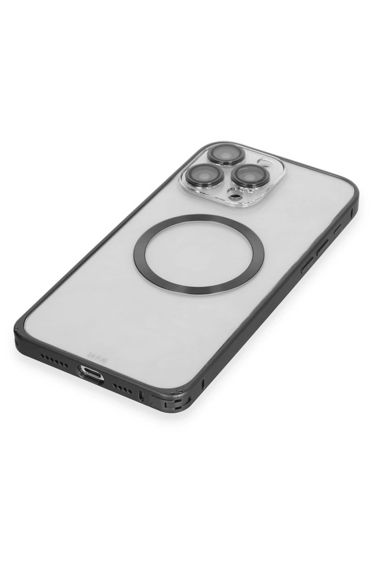Joko Apple iPhone 15 Pro Max Kılıf Metal Bumper Magneticsafe Kapak - Siyah 5