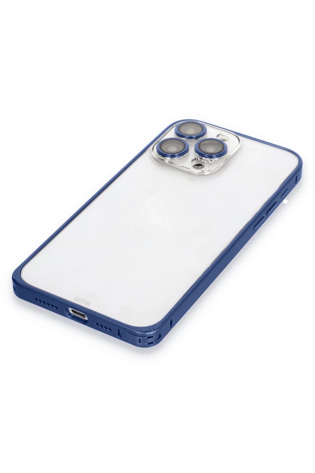 Joko Apple iPhone 15 Pro Max Metal Bumper Mat Kapak - Lacivert 5