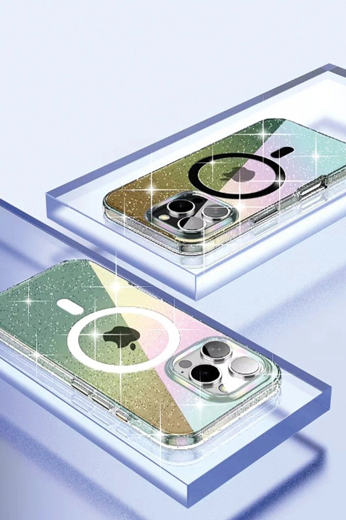 Joko Apple iPhone 15 Pro Max Rasasi Simli Magsafe Kapak - Şeffaf 5