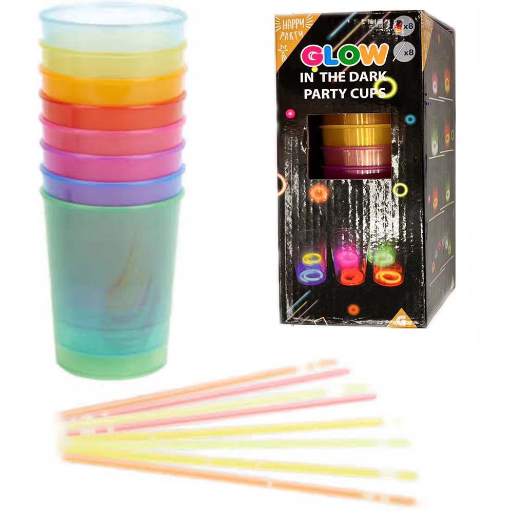 Karanlıkta Yanan Gece Işığı Mega Glow Bardaklar 8 Adet 8.5 x 10.5 cm (5538) 5