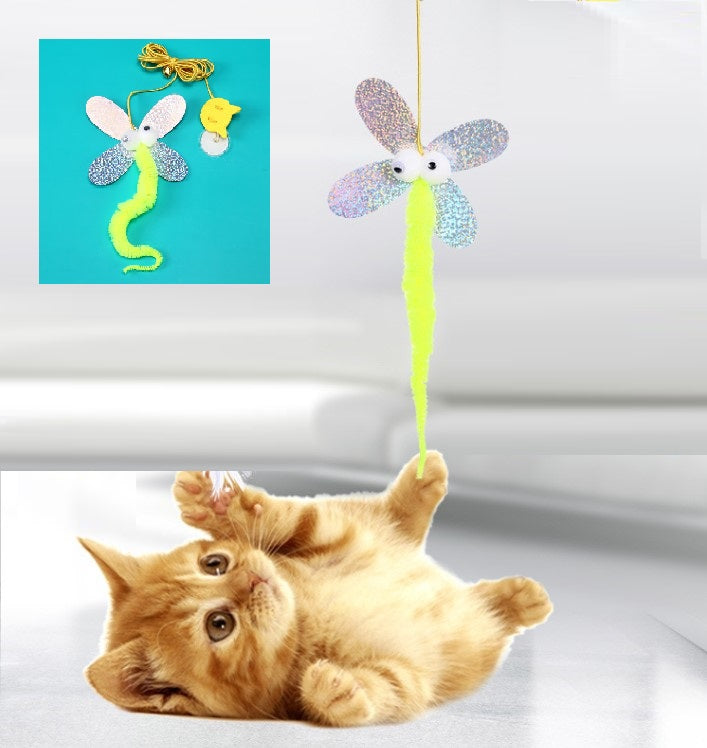Kelebek Model Elastik Kendinden Yapışkanlı Kedi Oyun Oltası 1