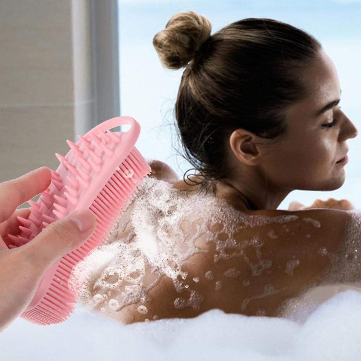 Kendiliğinden Askılı Peeling ve Masaj Etkili Silikon Banyo Vücut Fırçası (5538) 2