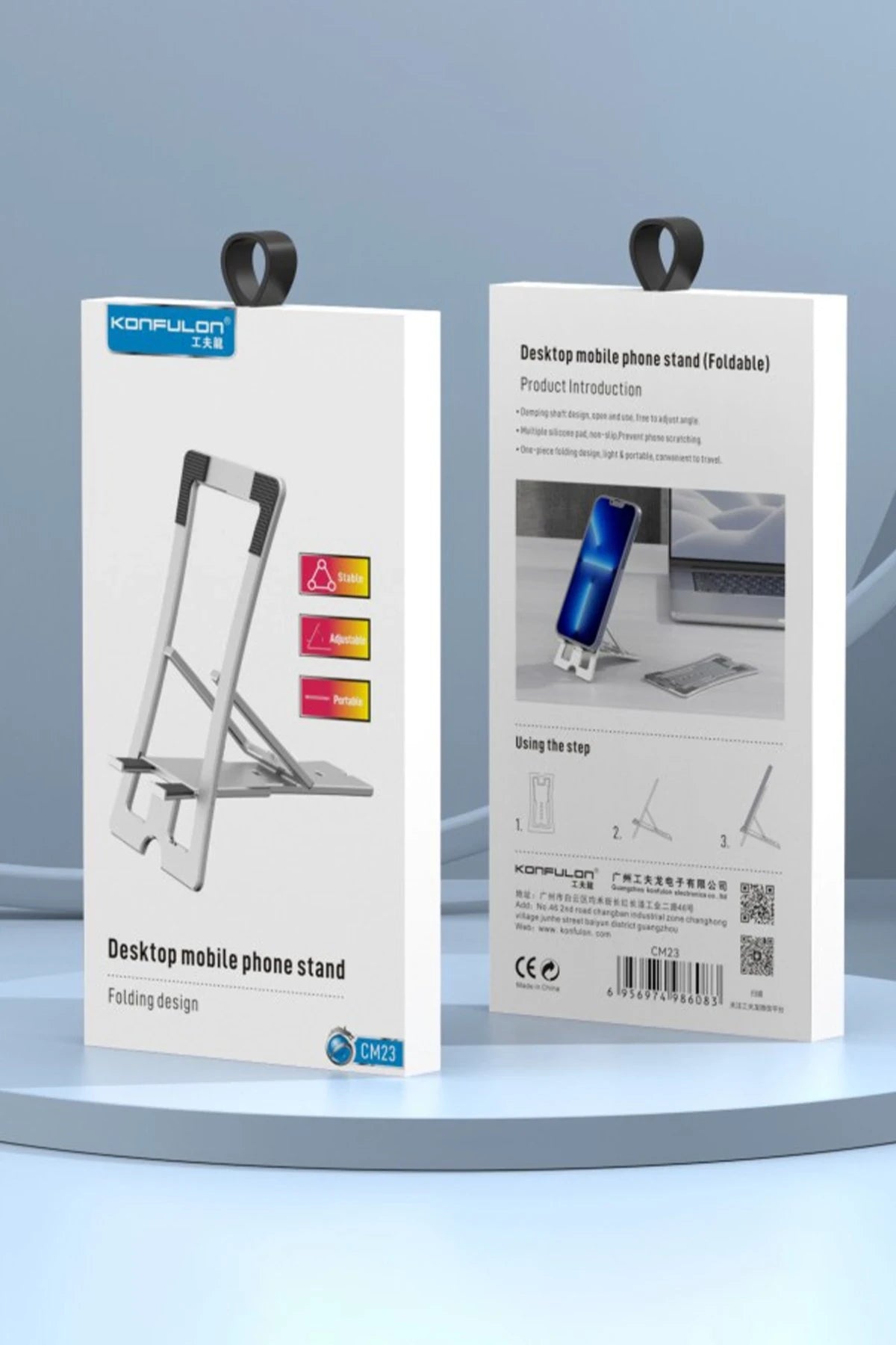 Konfulon CM23 Ayarlanabilir Katlanabilir Masaüstü Telefon Tutucu - Gümüş 4
