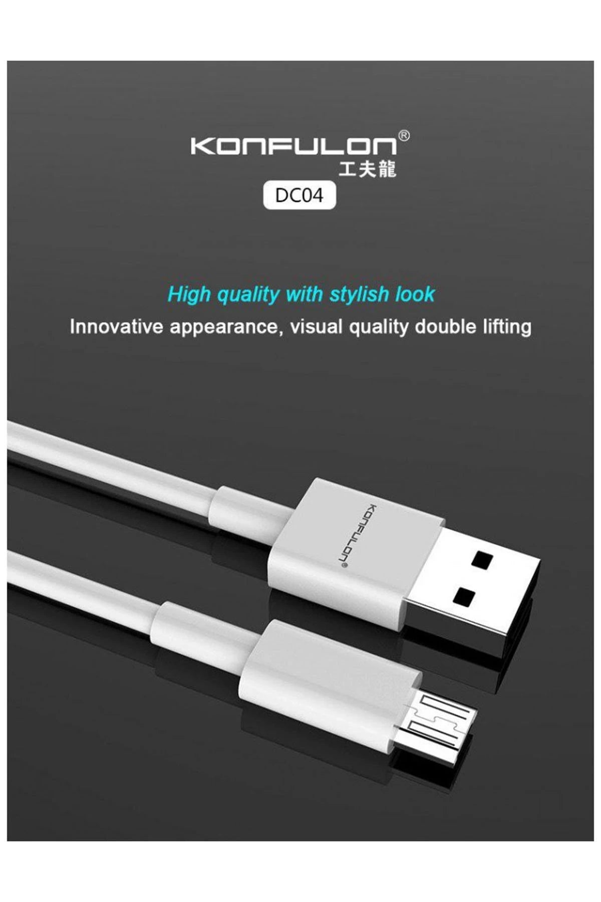 Konfulon DC04 Süper Hızlı Micro USB Kablo 1M 2A 2