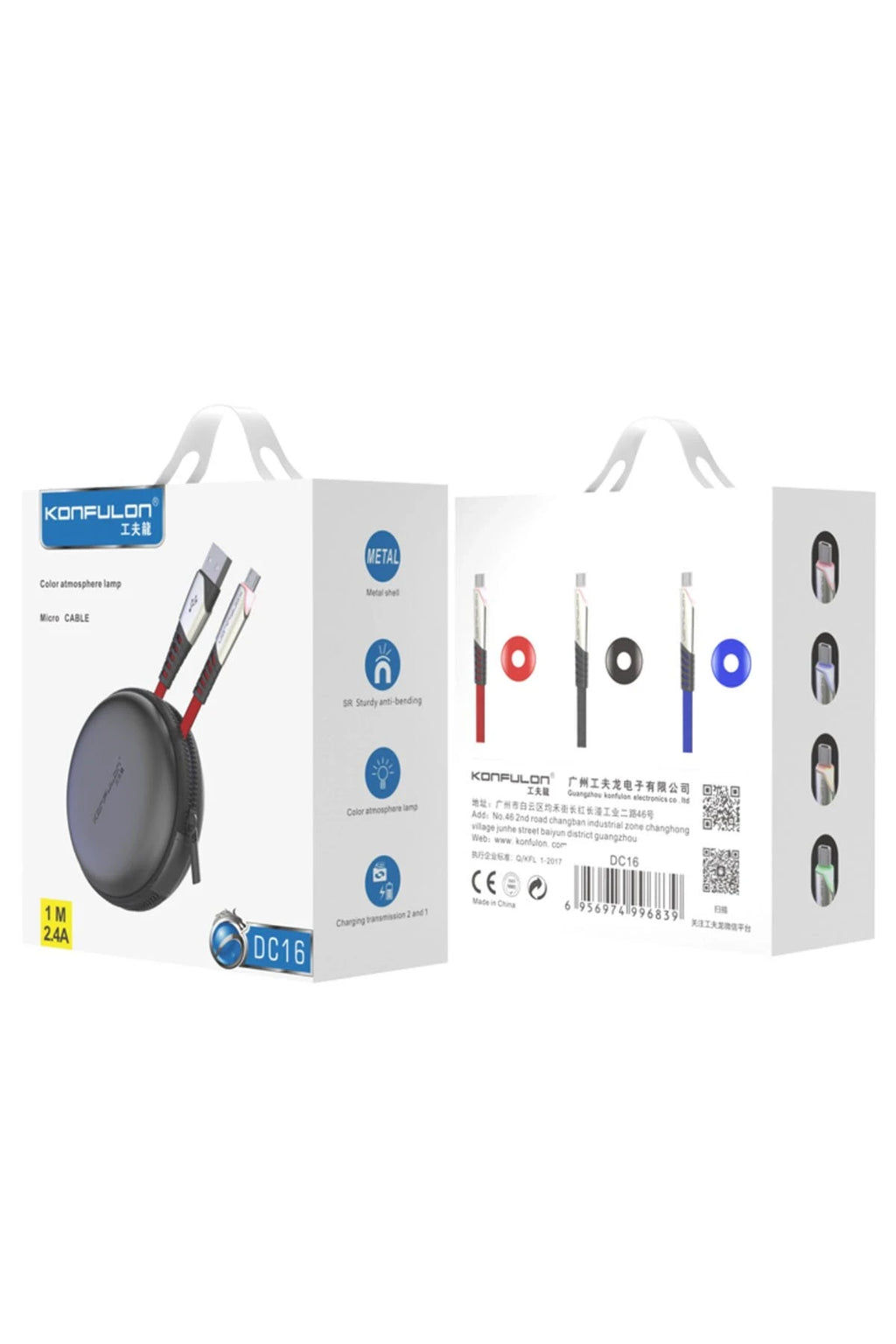 Konfulon DC16 Micro USB Kablo 1M 2.4A - Kırmızı 3