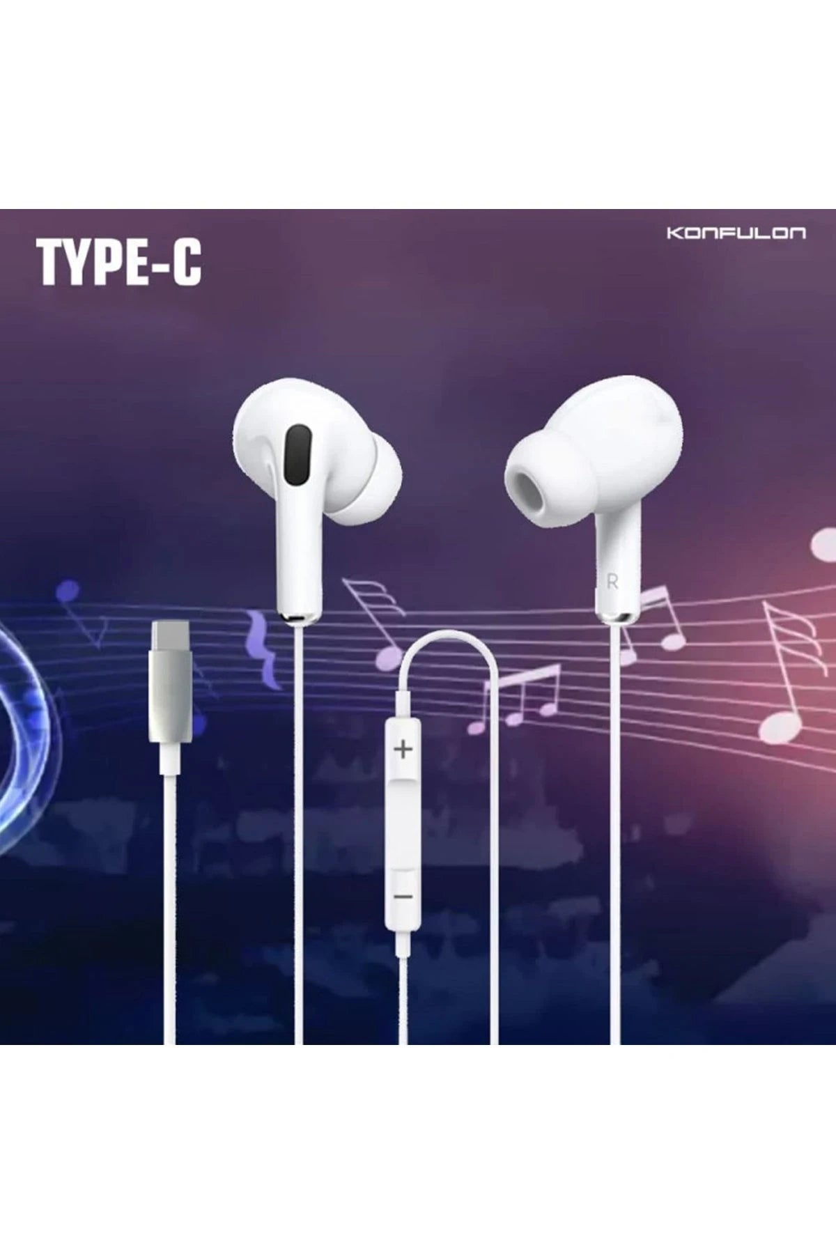 Konfulon INA16 Type-C Kablolu Kulak İçi Kulaklık - Beyaz 2
